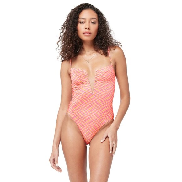 L*Space Printed Shimmer Roxanne One Piece in heat waves New Swimsuit - Picture 3 of 11